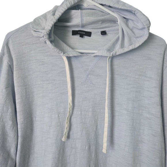 Vince Other - Vince Mens Light Blue 100% Cotton Slub Jersey Long Sleeve Pullover Hoodie L
